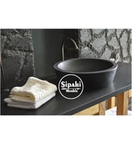 Sipahi Marble Bazalt Siyah Çanak Silindir Lavabo
