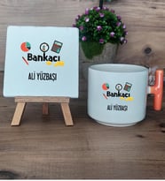 Bankacı Hediye Seti Kupa Bardak T Kulplu ve Dekoratif Taş Bankacıya Hediye Bankacılar Günü Hediyesi (Model 7)