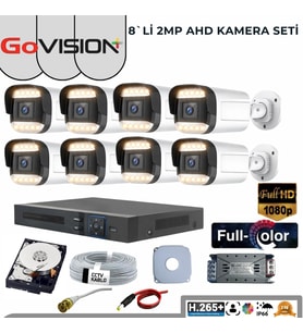 8’Lİ 2MP FULL COLOR 3.6MM LENS 1080P FULLHD WARMLED AHD DIŞ MEKAN SETİ