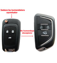 Chevrolet Cruze Uyumlu Çevirici Dönüşüm Modifiye Anahtar Kumanda Kabı Oto Anahtarlık Logolu
