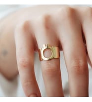 Kalın Harfli 925 Ayar Gümüş 925 Ayar Gümüş Yüzük (Gold)