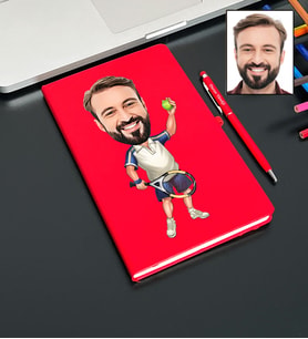 Kişiye Özel Tenisçi Tasarımlı Karikatür Defter Ve Kalem Seti 50
