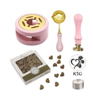 Davetiye Mum Mühürü Uygulama Seti Pembe Renk K3G Kalp 3 Gül