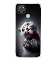 PrintiFy Realme C25 Uyumlu Kedi 2 Baskılı Şeffaf Köşe Korumalı Antişok Kılıf