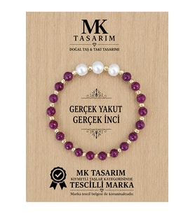 GERÇEK YAKUT TAŞI GERÇEK İNCİ BİLEKLİK MK.7000.822- RAHATLIK-DİNGİNLİK-ENERJİ- STRES BİLEKLİĞİ
