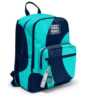 Coral High İlkokul ve Ortaokul Sırt Çantası - Erkek Çocuk, Lacivert Turkuaz Renkli Çizgili, Dört Bölmeli