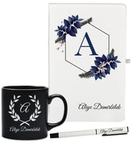 Kişiye Özel Olarak Hazırlanmış Beyaz Defter Siyah Kupa Kalem Seti