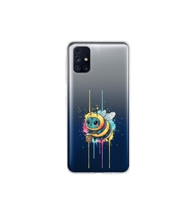 Samsung Galaxy M31s ile uyumlu Splash arı tasarımlı şeffaf silikon kılıf