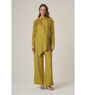 FTZ Women Kadın Rahat Kalıp Asimetrik Kesim Takım Olive 31149
