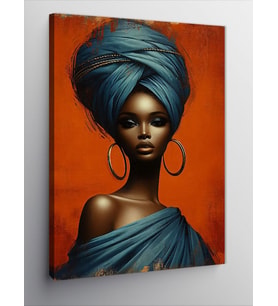 Kanvas Tablo Turuncu Tonlarda Afrikalı Kadın