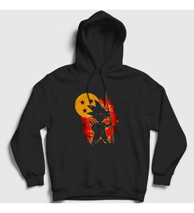 Presmono Unisex Siyah Kid Goku Anime Dragon Ball Kapüşonlu Sweatshirt 236477tt