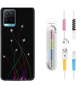 Vivo Y11S Y21S Y20 Y20S Y70 Kılıf Kablo Koruma Spiral Silikon Line Planet 1736