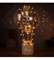 Kişiye Özel Led Işıklı, Kahverengi ve Gold Konseptli Peluş Ayıcıklı Balon Aranjmanı - Yeni Doğan Bebek Hediyesi