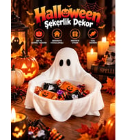 Halloween Cadılar Bayramı Dekoratif Hayalet Şekerlik Kase Masa Üstü Dekor