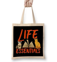 Adorable Life Essentials Coffee Books & Cats Bez Çanta Uzun Saplı
