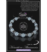 Sertifikalı Gerçek Fasetli Hematit - Akuamarin Taşı Bileklik (Mavi)