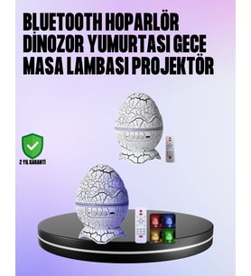 Dinozor Yumurtası Galaksi Projektör Gece Lambası 4'ü 1 Arada – Bluetooth Hoparlörlü (Çok Renkli)