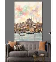 İstanbul Eminönü Sahili Manzara Tablo Dekoratif Kanvas - Mdf Ahşap Tablo