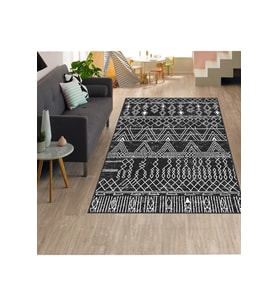 Rovigo Home Dijital Baskı Yıkanabilir Kaymaz Taban Salon Halısı RVG1324 80x150 cm (Siyah)
