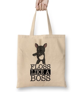 French Bulldog Floss Like A Boss Bez Çanta Uzun Saplı