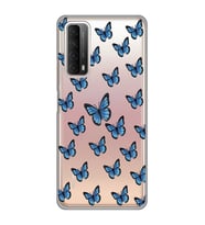 Huawei P Smart 2021 Uyumlu Kelebek Desenli Şeffaf Telefon Kılıfı