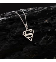 Gümüş Superman Kolye 925 Ayar Gümüş Superman Amblemli Unisex Kolye S Harf Kolye