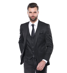 Düz Füme Slim Fit Ceket Yelek Set  Wessi