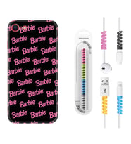 Apple iPhone 5 6 7 8 Plus Se XR Kılıf Kablo Koruma Spiral Silikon Barbie 1404