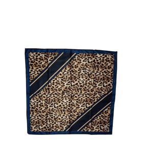 Berussa Leopar Lajivert Krem Eşarp (Lacivert)