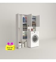 Kenzlife çamaşır makinesi dolabı sinemmega byz 180*156*30 banyo arkalıklı + tekli duvar rafı hediyeli (Karışık)