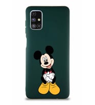 Samsung Galaxy M51 Soft Premier Kapak Mickey Mouse-A Tasarımlı Silikon Kılıf - Yeşil (Şeffaf)