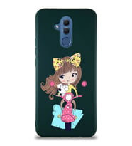 Huawei Mate 20 Lite Soft Premier Kapak Vespagirl Tasarımlı Silikon Kılıf - Yeşil (Şeffaf)