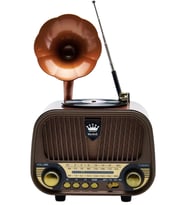 Dexxony MD-1319 Nostaljik Gramofon Görünümlü Şarjlı Bluetooth Radyo – Ahşap Retro Hoparlör (FM/AM/SW, USB, TF, AUX)