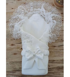 Mulvxbby Bby02 Yenidoğan Sahra Lucky Nakışlı Kundak Bebek Battaniyesi (Mulvix)