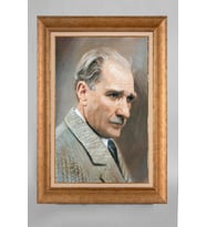 Çerçeveli Paspartulu Atatürk Tablo a620 (Gold)