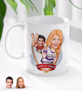 BK Gift Kişiye Özel İsimli Sevgililer Karikatürlü Beyaz Kupa Bardak-30