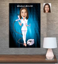 Kişiye Özel Karikatür Baskılı Ahşap Tablo Güzellik Uzmanı Kadın-1 30x40