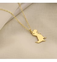 DKMN Gümüş Piksel Dinazor Kolye Unisex Gümüş Kolye Google Piksel Kolye (Gold)