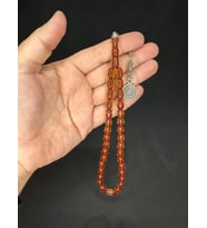 TOZ KEHRİBAR TESBİH AÇIK KAHVERENGİ RENKLİ KAPSÜL KESİM 10,5MMX7MM T-574 (Çok Renkli)