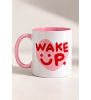 Wake Up Yazılı Baskılı Hediye Porselen Kupa