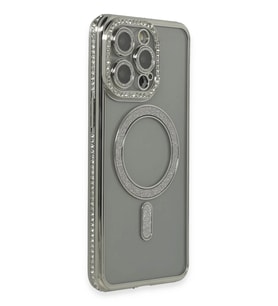 iPhone 15 Pro Kılıf Joke Simli Magneticsafe Kılıf - Gri