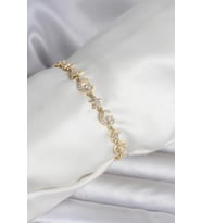 Pirinç Gold Renk Zirkon Taşlı Ay ve Yıldız Model Kadın Bileklik 5886 - HPSBYI3146-2628