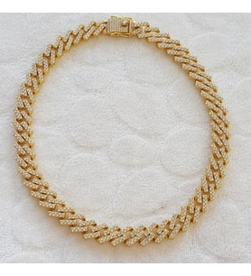 1,2 cm Taşlı Cuban Gold Zincir Unisex