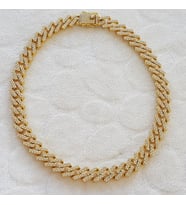 1,2 cm Taşlı Cuban Gold Zincir Unisex
