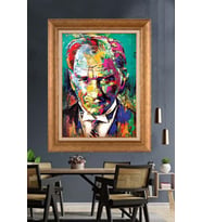Altın Varaklı Çerçeveli Paspartulu Atatürk Tablo TR1234 (Gold)