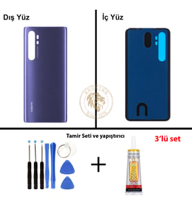 Xiaomi Mi Note 10 Lite Nebula Moru Arka Pil Kapağı Batarya Kapağı + Yapıştırıcı ve Vida Seti