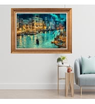 Çerçeveli Paspartulu Manzara Tablo cft0268 (Gold)