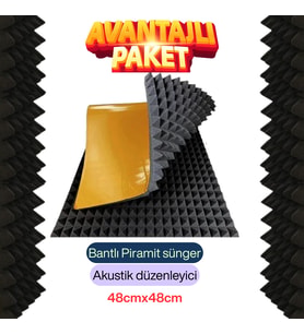 Yanmaz Akustik Ses Yalıtımı Piramit Sünger (4cm) Ebat 48x48 (20Adet)