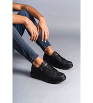 Impact Bağcıklı ve Fermuarlı Cilt Erkek Günlük Sneaker Ayakkabı ST Siyah