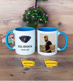 Özel Güvenlik Görevlisi Kupa Bardak Mavi Fotoğraflı
